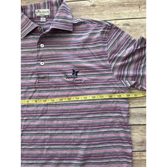 Peter Millar Men's Crown Ease Pink Striped The Plantation Course Golf Polo small - Picture 4 of 6